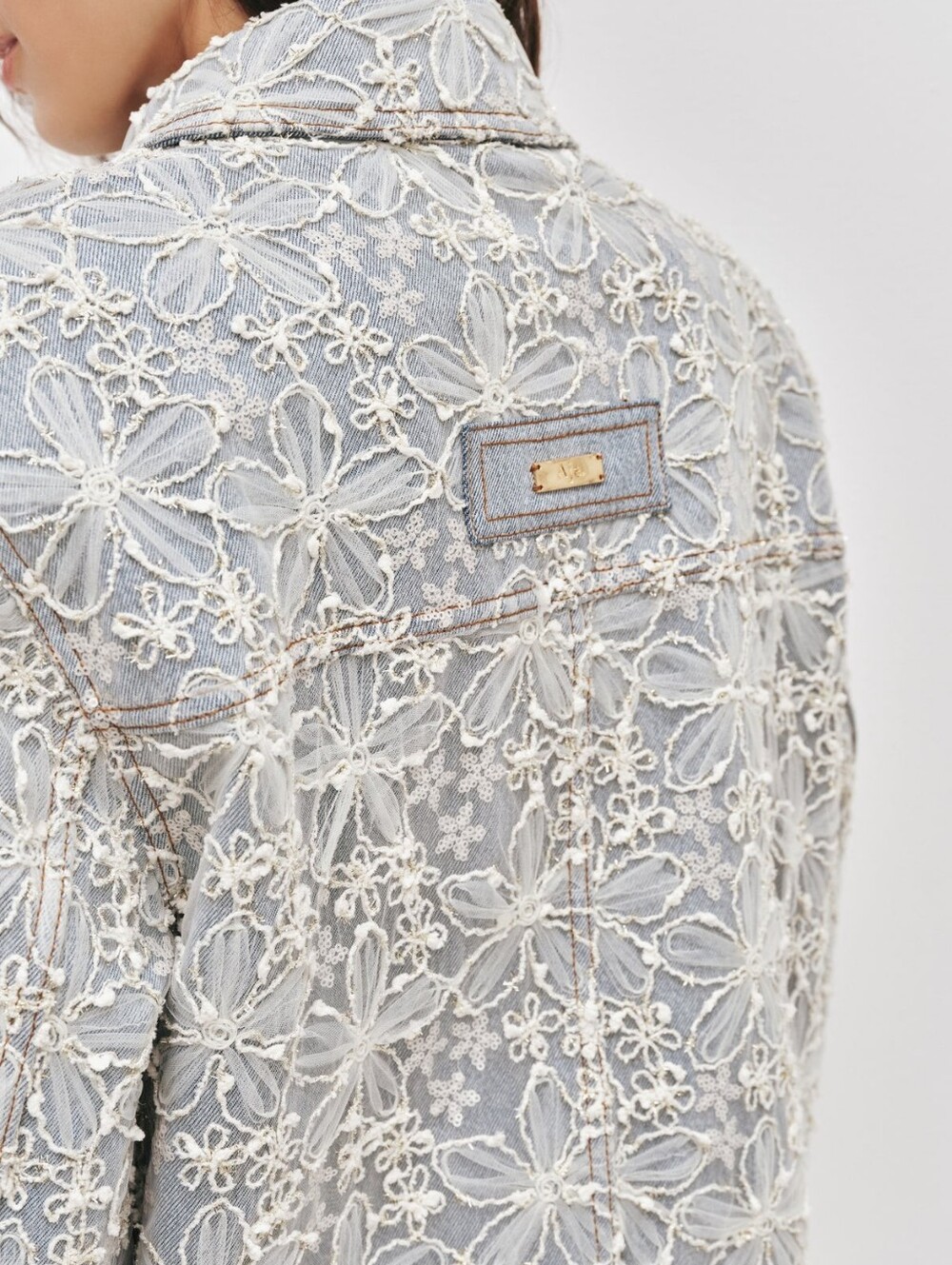 Aje Bloom Lace Denim Jacket View 5